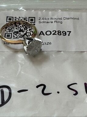 2.44ct Round Diamond Solitaire Ring in Gold
